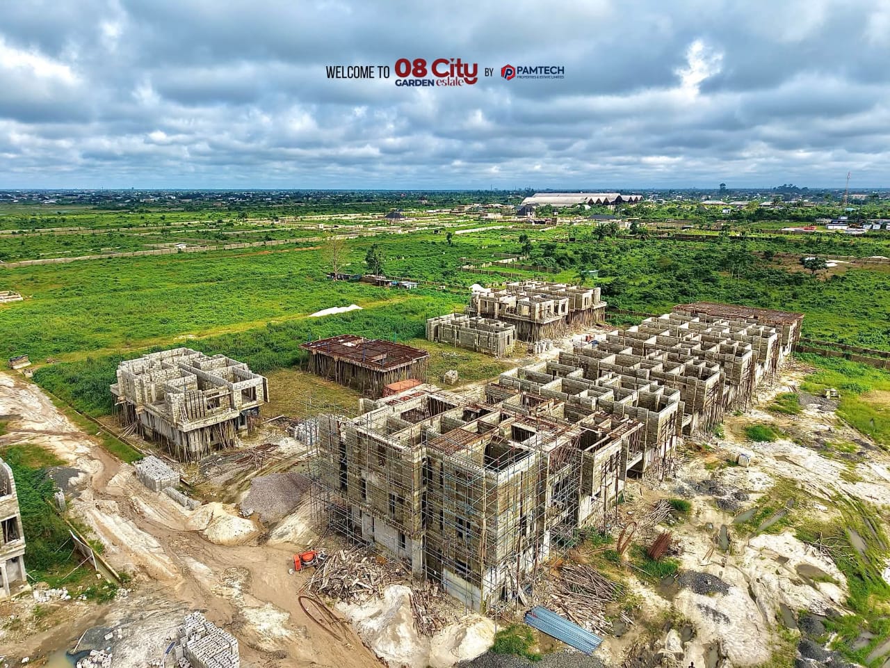 Aerial view of construction at 08 City Estate